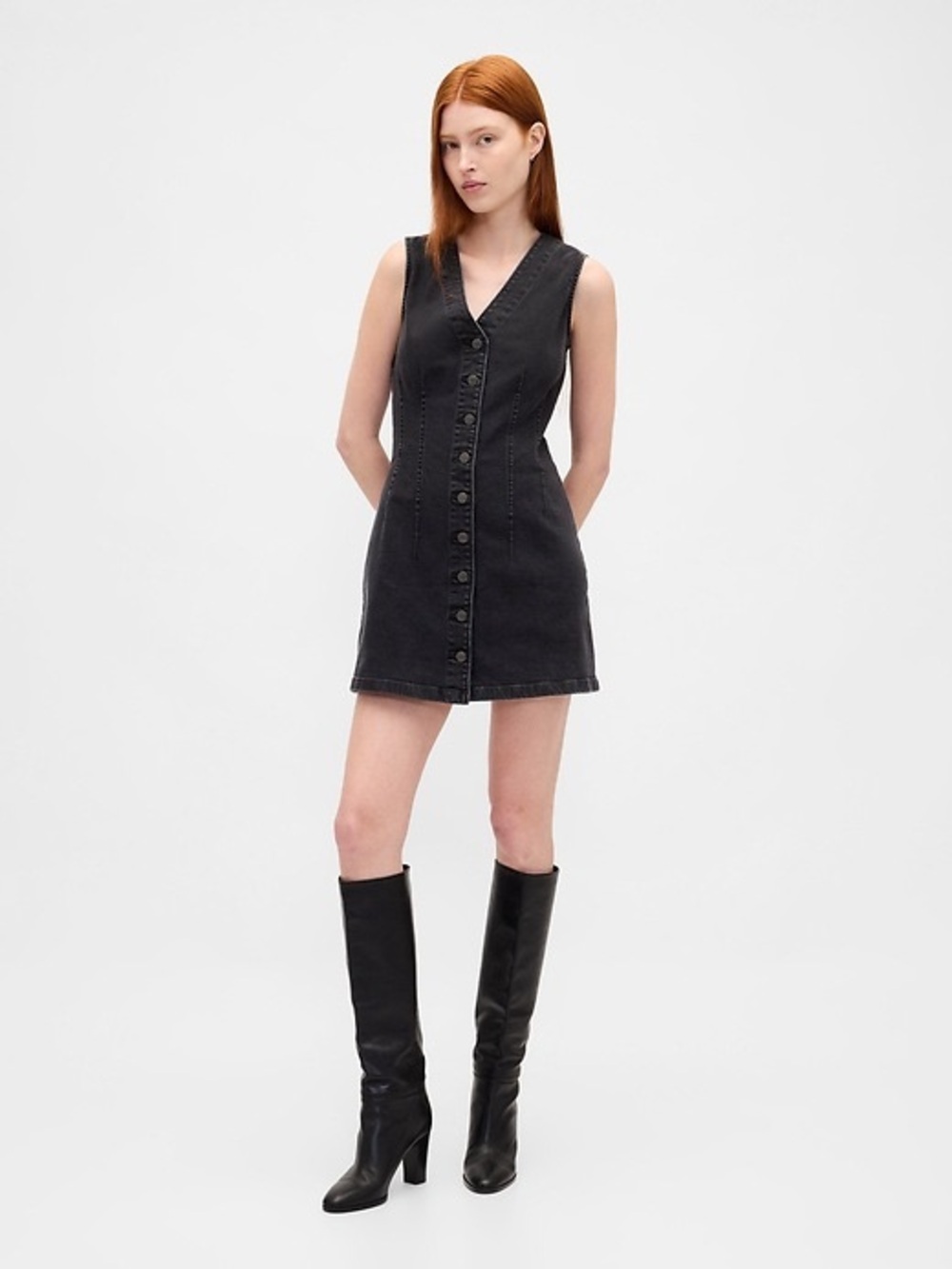 Gap Denim V Neck Dress SP